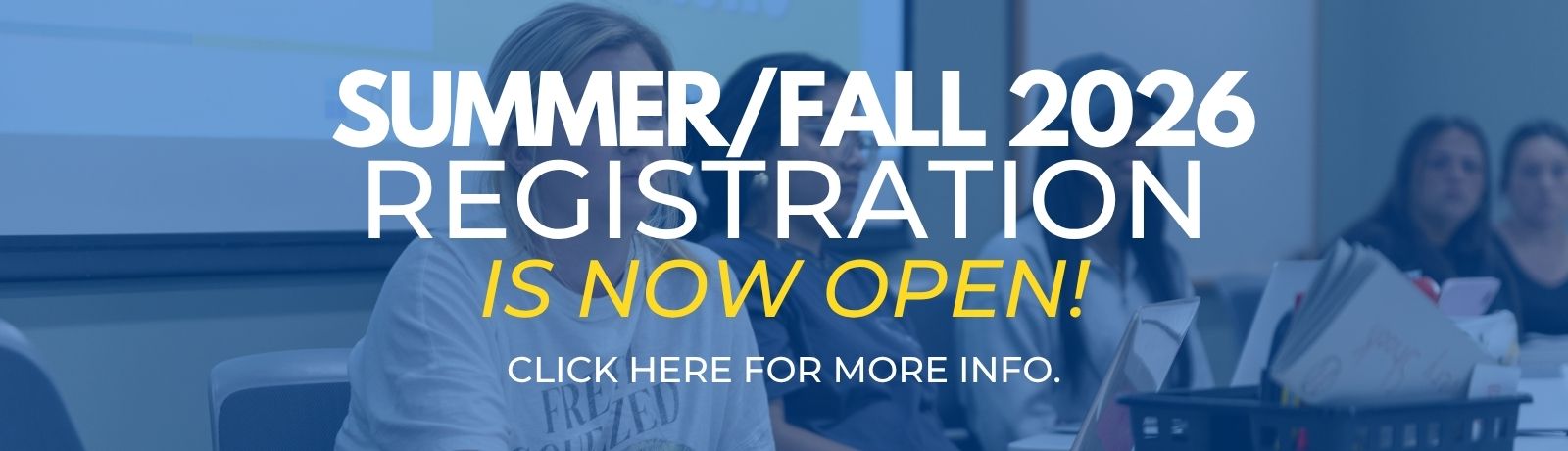 registration message with students in the background